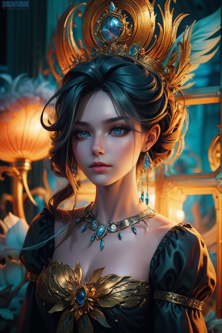 Perfect woman, full body, colorful hair, royal, crown, princess, queen, dystopian, highly detailed, soft lighting, detailed face, perfect face, anime, concept art, intricate artwork masterpiece, vogue magazine, story, fantasy, ominous, esoteric, intricate, body, epic, ultra high quality model, unreal engine, global illumination, detailed, intricate environment, octane render,no_humans,fantasy_princess,LinkGirl,dfdd