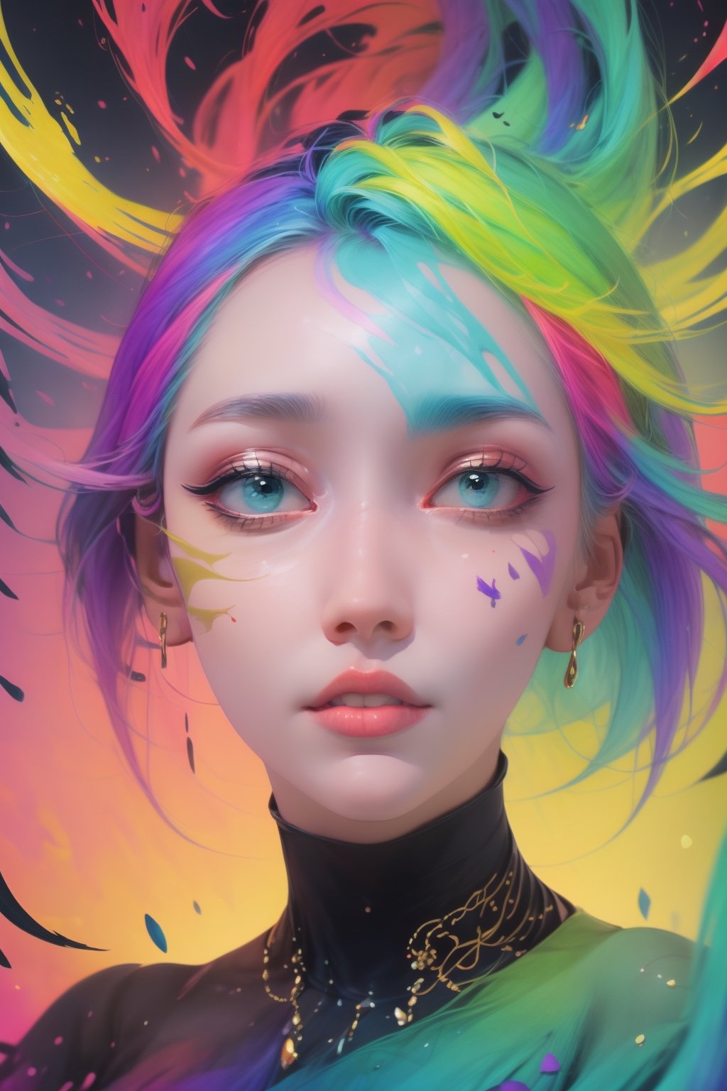 a drawing of a woman with colorful hair, rossdraws pastel vibrant, artgerm and lois van baarle, cgsociety saturated colors, beautiful fantasy art portrait, colorful palette illustration, colorful illustration, colorfull digital fantasy art, colorfull illustration, colorful aura, artgerm colorful!!!, ( colorful ), beautiful fantasy portrait, beautiful anime portrait, colorful digital painting
