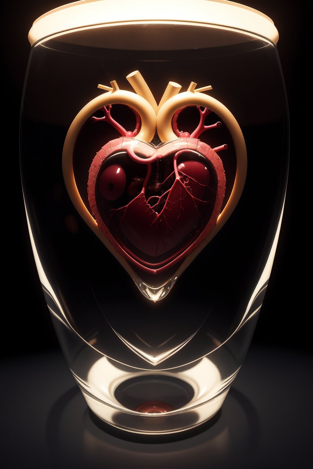 (anatomical human heart made of glass), realistic fantasy photography, 64k, ultra detailed, ultra precise detail, bokeh lighting, surrealism