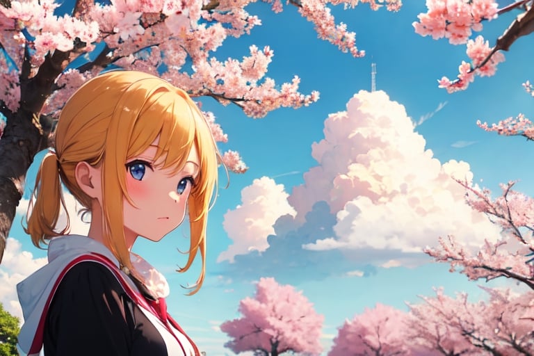 Women,background beauty sky  ,anzhcmiku, masterpiece,best quality,raw photo,tree sakura