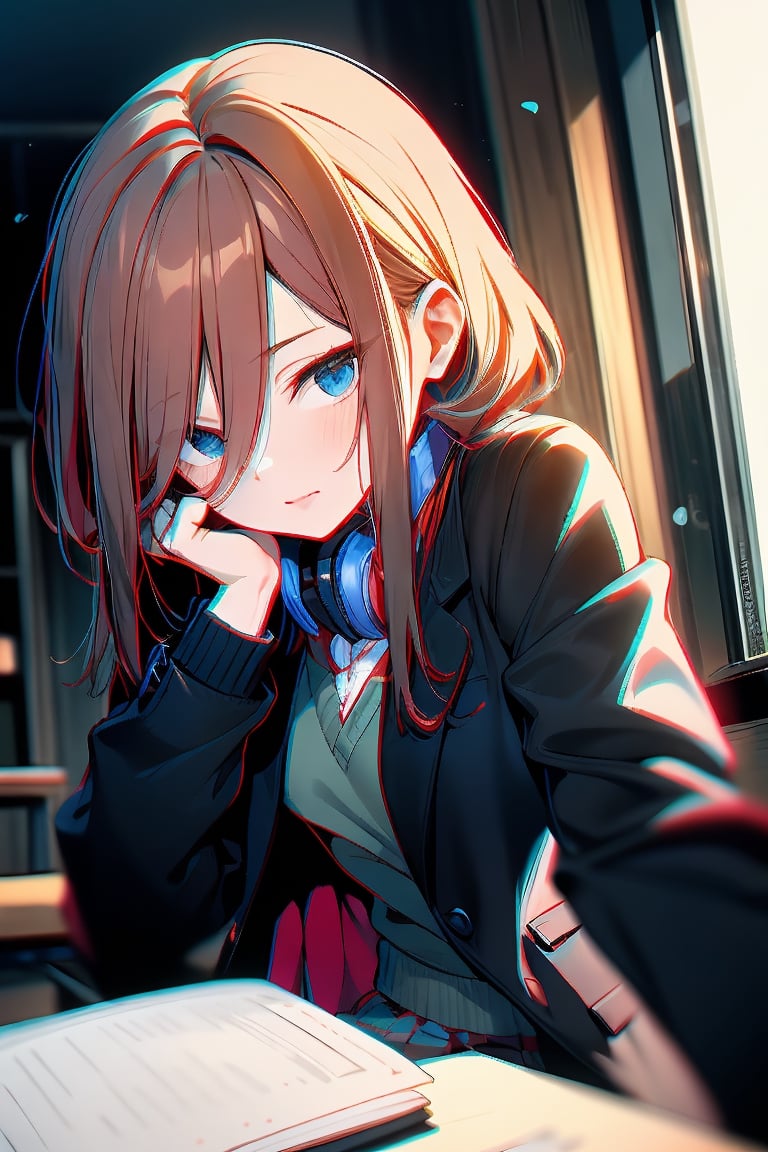 ,`detailed cg, anime picture, shiny hair and skin, chromatic aberration, transparent background, depth of field, colorful ,cinematic light, soft lighting, glowing skin, lighting`,(school uniform + jacket)

nm1, headphones around neck, school uniform, long sleeves, blue cardigan, green skirt, pantyhose, black jacket, open jacket,jack,nm1

jack-o,pose