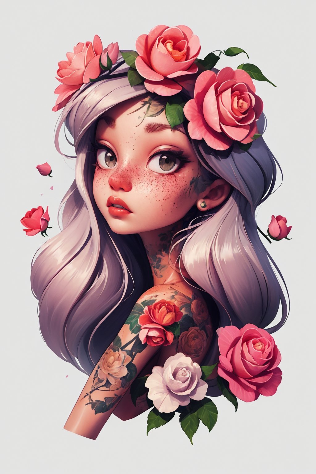 th1ckan1m3     Fr3ckles, freckles, long hair,th1ckan1m3, rose, flowers? sketch tattoo
,fantchar