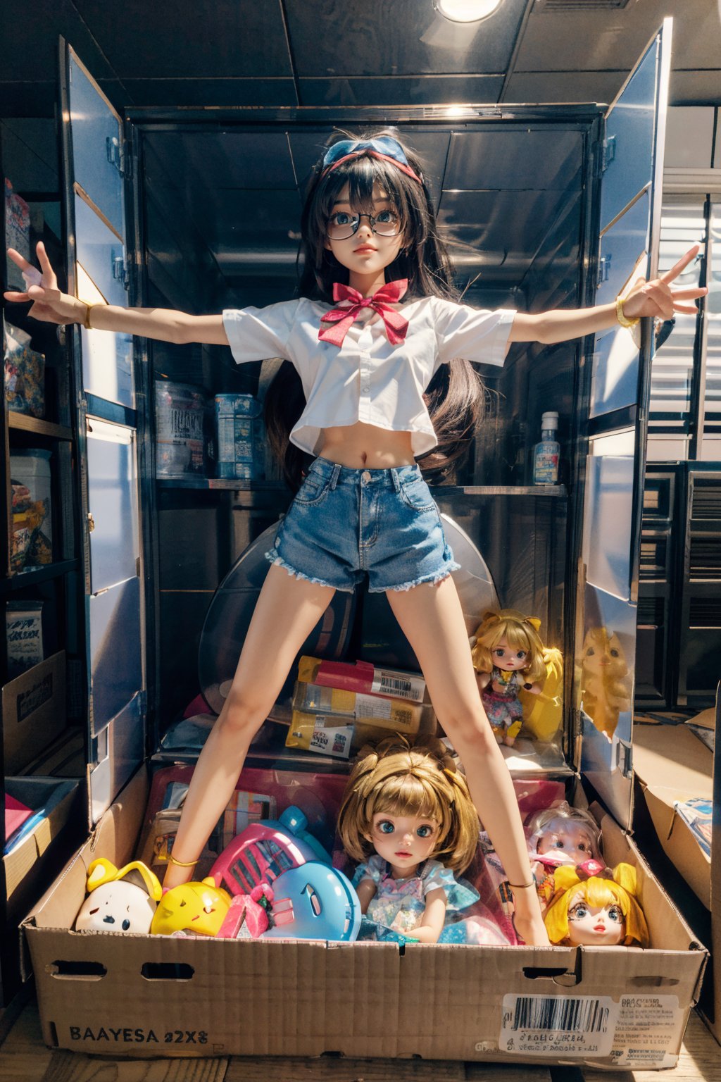 (masterpiece, best quality:1.2),
1girl, 10-year-old, 
(Dynamic pose:1.3),
(solo:1.5),

gold hair,
cover page, card, in a gift box, no humans, inboxDollPlaySetQuiron style, abs, (Homura \(dr. stone\):1.2), gift box, playset, in a box, full body, toy playset pack, in a gift box, premium playset toy box,


