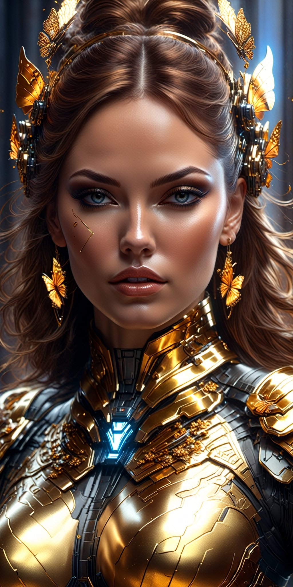 8k portrait of beautiful cyborg with brown hair, intricate, elegant, highly detailed, majestic, digital photography, art by artgerm and ruan jia and greg rutkowski surreal painting gold butterfly filigree, broken glass, (masterpiece, side lighting, finely detailed beautiful eyes: 1.2), hdr,unreal engine render + a goddess, unreal 6 breathtaking detailed, 8k, digital art, artgerm, 3d, Movie Still, warm color, vibrant, volumetric light, full body portrait


