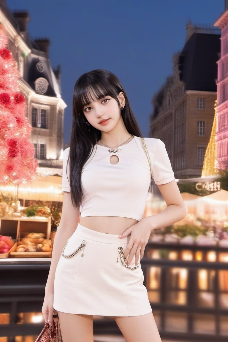 masterpiece, best quality,1girl, solo, black hair, wearing mini skirt, realistic, looking at viewer, black eyes, long hair, closed mouth, full body
,lalalalisa_m