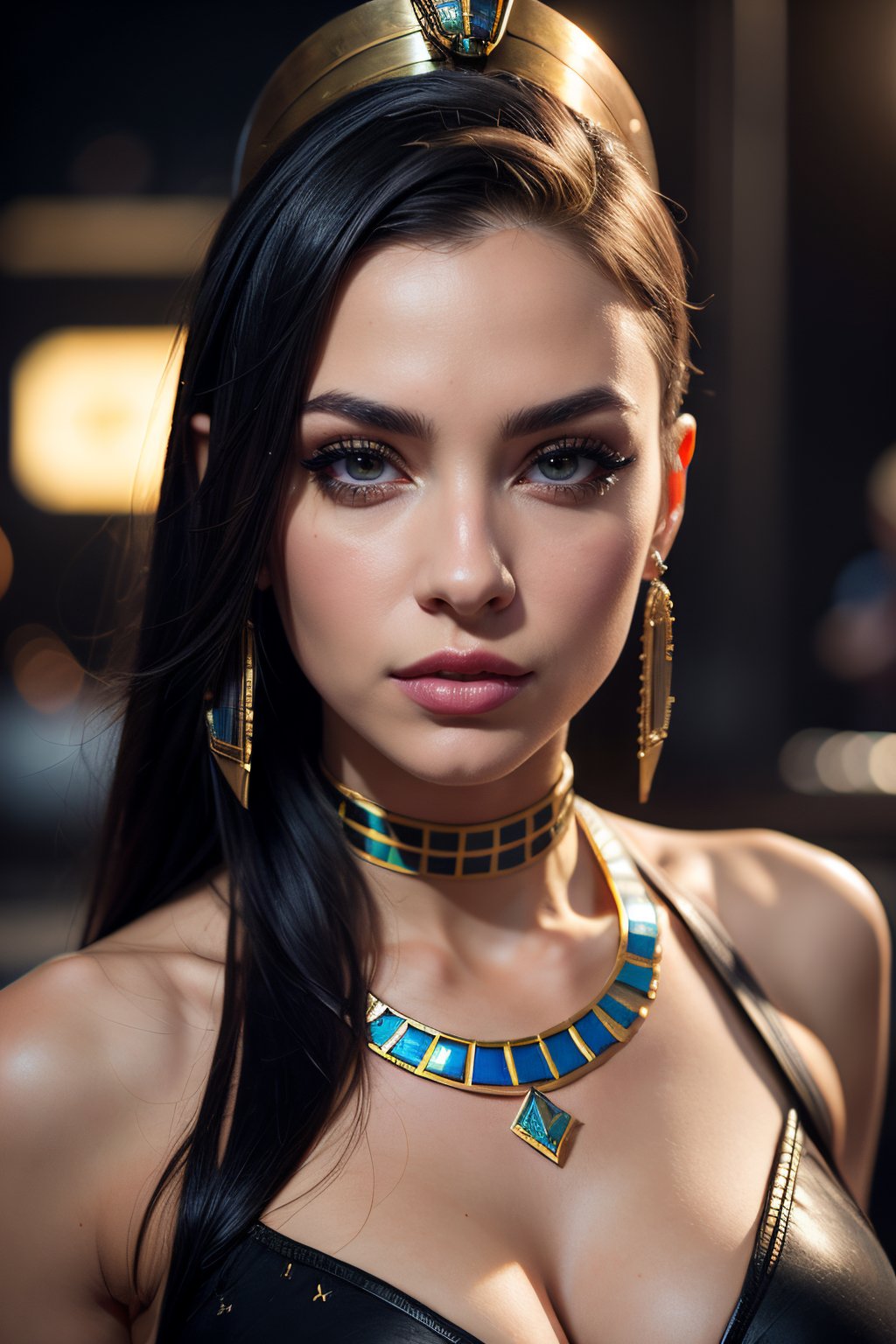 
Photorealistic an image of a woman with makeup and piercings, nefertiti, unreal engine render + a goddess, beautiful cyberpunk girl face, egyptian princess, egyptian makeup, cleopatra portrait, egypt makeup, beautiful fantasy art portrait, cgsociety 9, stunning digital art, beautiful cyberpunk woman model, beautiful fantasy portrait, beautiful female neuromancer, stunning cgsociety