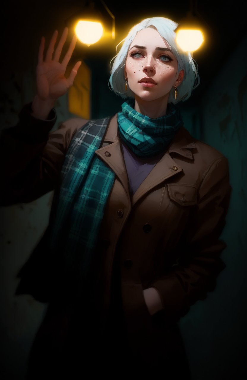 (dark shot:1.1), epic realistic, portrait of girl in pearl earring, blue eyes, tartan scarf, white hair by atey ghailan, by greg rutkowski, by greg tocchini, by james gilleard, by joe fenton, by kaethe butcher, gradient yellow, black, brown and magenta color scheme, grunge aesthetic, graffiti tag wall background, art by greg rutkowski and artgerm, soft cinematic light, adobe lightroom, photolab, hdr, intricate, highly detailed, (depth of field:1.4), faded, (neutral colors:1.2), (hdr:1.4), (muted colors:1.2), hyperdetailed, (artstation:1.4), cinematic, warm lights, dramatic light, (intricate details:1.1), complex background, (rutkowski:0.66), (teal and orange:0.4)
