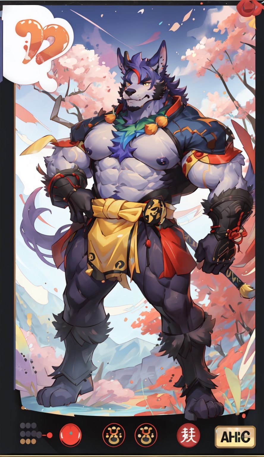 1 kemono mature male, colorful furred, solo, 4K,  masterpiece, ultra-fine details, full_body, thick arms, prominent ear, thick eyebrow, Argus-eyed, big_muscle,  muscular thighs, tall, Muscular,
Japanese summer fastival