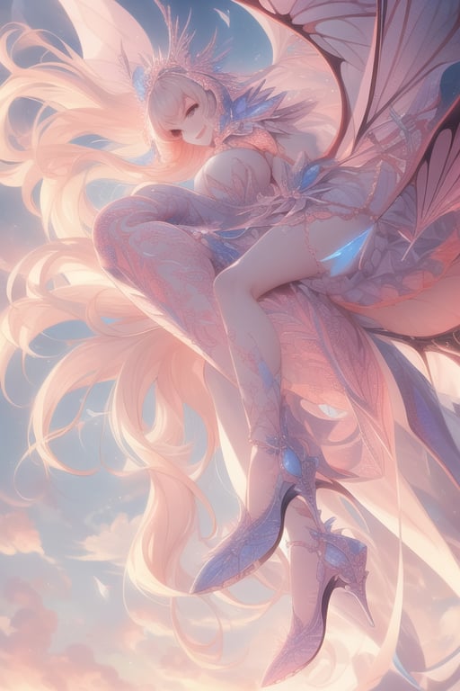 (best quality, masterpiece, colorful, dynamic angle) a sexy mage, beautiful detailed eyes:1.2,best illumination, (best shadow, an extremely delicate and beautiful, Anime face,2.5D,8k, Beautiful facial ,gigantic hanging breasts,features,bloom),dragon_real,riding a flying dragon, above the clouds, mage hood, smiling, beautiful colorful background, distopian city on fire, (intricate details, hyperdetailed:1.15, extreme detailed, highest detailed), sml76,yuzu,high heel