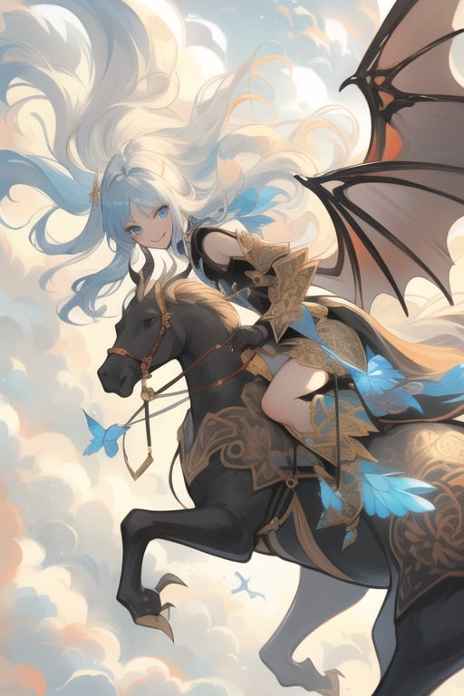 (best quality, masterpiece, colorful, dynamic angle) a sexy mage, beautiful detailed eyes:1.2,best illumination, (best shadow, an extremely delicate and beautiful, bloom),dragon_real,riding a flying dragon, above the clouds, mage hood, smiling, beautiful colorful background, distopian city on fire, (intricate details, hyperdetailed:1.15, extreme detailed, highest detailed), sml76,yuzu