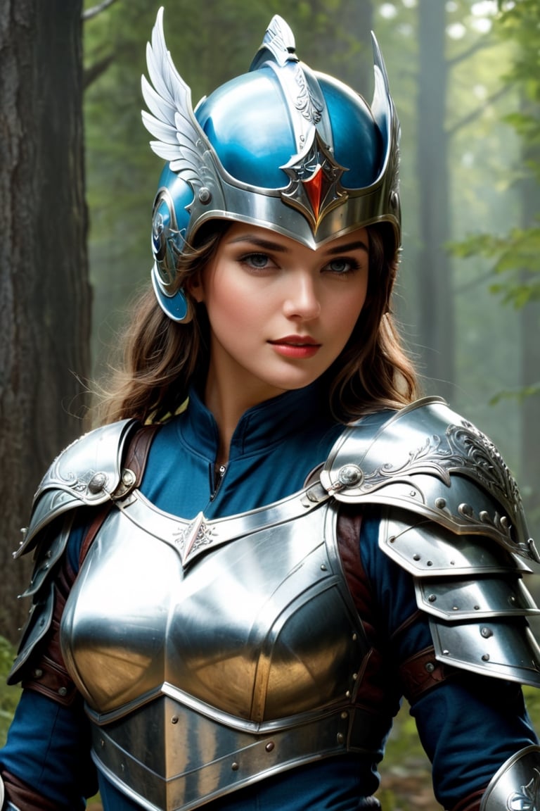 Pencil art by Artgerm, colors by Karol Bak, hdr photo, High dynamic range, vivid, rich details, clear shadows and highlights, realistic, intense, enhanced contrast, highly detailed, (winged helmet:2) , Blade warrior Knight, light blue armor, (both hands rest over a big large broad sword:2) in front, standing tall sentry pose, dark fog forest scenery, photoreal, photographic, concept art, cinematic lighting, cinematic composition, rule of thirds , mysterious, eerie, cinematic lighting, ultra-detailed, ultrarealistic, photorealism, 8k, octane render, sf, cinematic, digital art, colorful, wlop, artgerm and james jean, ultra hd, realistic, vivid colors, highly detailed, UHD drawing, perfect composition, beautiful detailed intricate insanely detailed, rays, vivid colors reflects, luminism, cowboy shot, detailmaster2, 