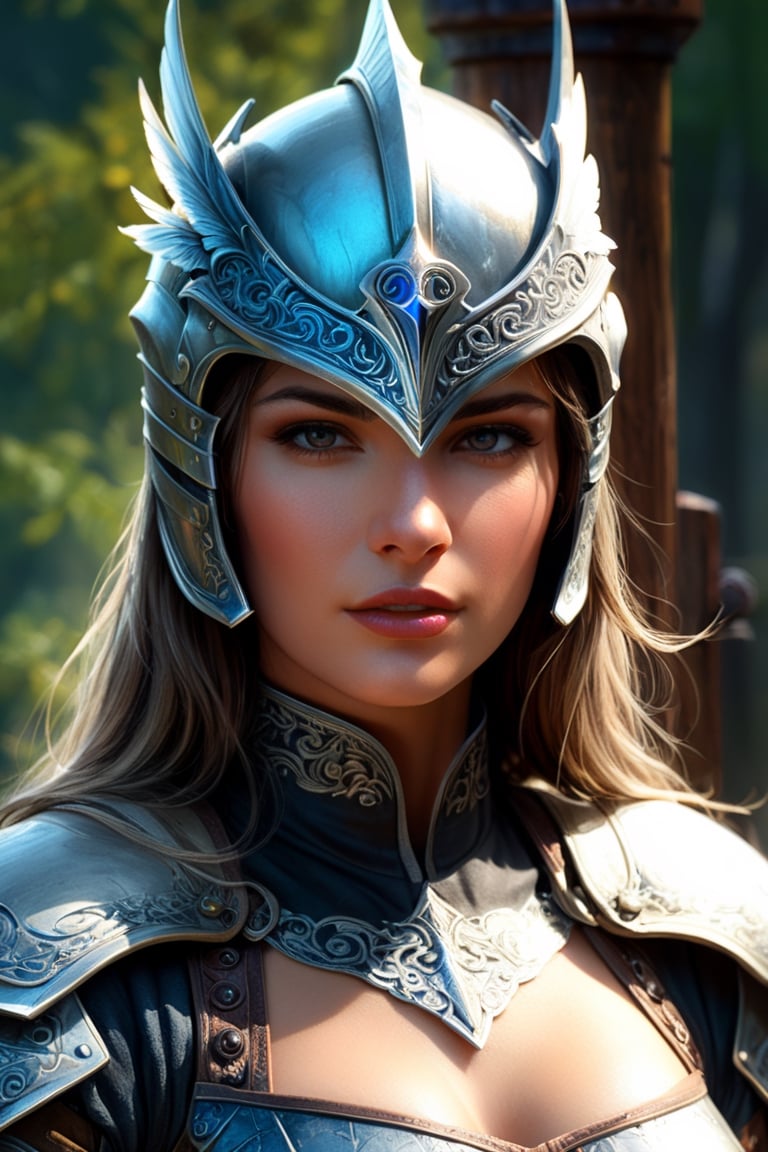 Pencil art by Artgerm, colors by Karol Bak, hdr photo, High dynamic range, vivid, rich details, clear shadows and highlights, realistic, intense, enhanced contrast, highly detailed, (winged helmet:2) , Blade warrior Knight, light blue armor, (both hands rest over a big large broad sword:2) in front, standing tall sentry pose, dark fog forest scenery, photoreal, photographic, concept art, cinematic lighting, cinematic composition, rule of thirds , mysterious, eerie, cinematic lighting, ultra-detailed, ultrarealistic, photorealism, 8k, octane render, sf, cinematic, digital art, colorful, wlop, artgerm and james jean, ultra hd, realistic, vivid colors, highly detailed, UHD drawing, perfect composition, beautiful detailed intricate insanely detailed, rays, vivid colors reflects, luminism, cowboy shot, detailmaster2, 