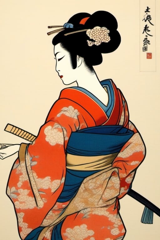 ukiyo-e, geisha girl 