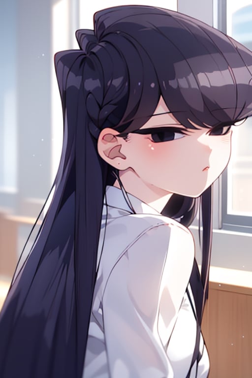 make me,, * Komi Shouka * wearing school clothes,,long hair,,black hair,,black eyes,ShokoKomidef