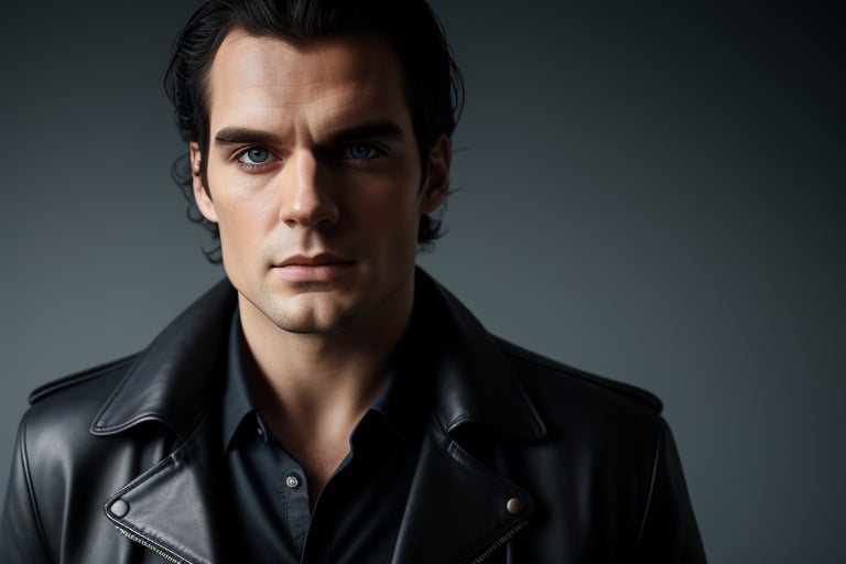 An vampire male figure, black hair, leather jacket, detailed background, (Henry Cavill]:0.8), stern face, blue eyes, amazing fine detail, Nikon D850 film stock photograph Kodak Portra 400 camera f1.6 lens, rich colors, lifelike texture, dramatic lighting, unreal engine, trending on ArtStation, cinestill 800 tungsten,photorealistic,verism style