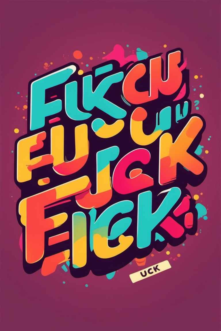 vector, logo "fuck u", retro style, colorfull shades, flat white background, vibrant vector