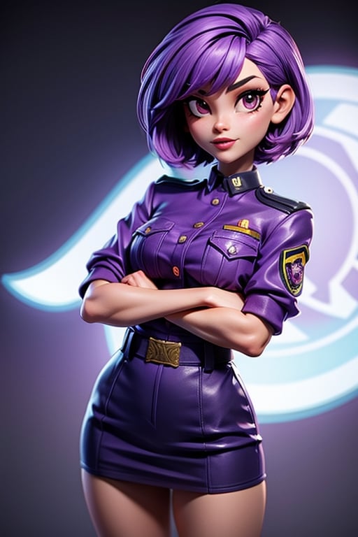 1girl, short purple hair, uniform: (([Pokémon]):0.8)