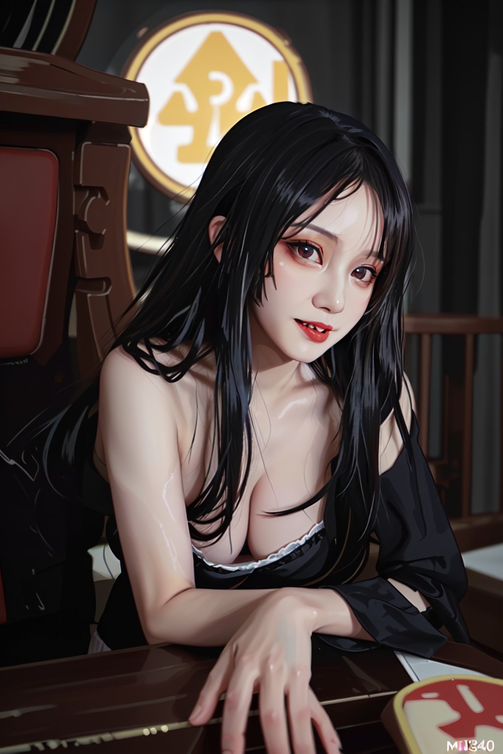 (highest quality , award-winning digital oil , masterpiece:1.3), 1girl, (evil goth vampire girl:1.2), seductive love gaze at camera, anime waifu style, intricate, wonderful stunning beautiful full body feminine 22 year, (natural NO makeup), hyper-realistic hair and hyper-realistic beautiful eyes, (wearing Vampire Gothic outfit:1.2) with deep exposed visible cleavage and tight arousing muscles and abdomen, intricately detailed , feminine extremely detailed intricate wonderful natural beauty waifu face with romance glamour soft skin and lips and red blush cheeks and cute sadistic smile , hyper-realistic perfect anatomy posing in perfect epic cinematic composition with perfect colors and shadows , epic cinematic post-production with (gritty lifelike details and heavy strokes) , professional sharp focus RAW photography with cinematic depth of field DOF and hyper-realistic cinematic volumetric dramatic 3d lighting, (sexy, medium breast), 16k, UHD, HDR,(Masterpiece:1.5),(best quality:1.5), RAW candid cinema, studio, 16mm, ((color graded portra 400 film)) ((remarkable color)), (ultra realistic), textured skin, remarkable detailed pupils, ((realistic dull skin noise)), ((visible skin detail)), ((skin fuzz)), (dry skin) shot with cinematic camera