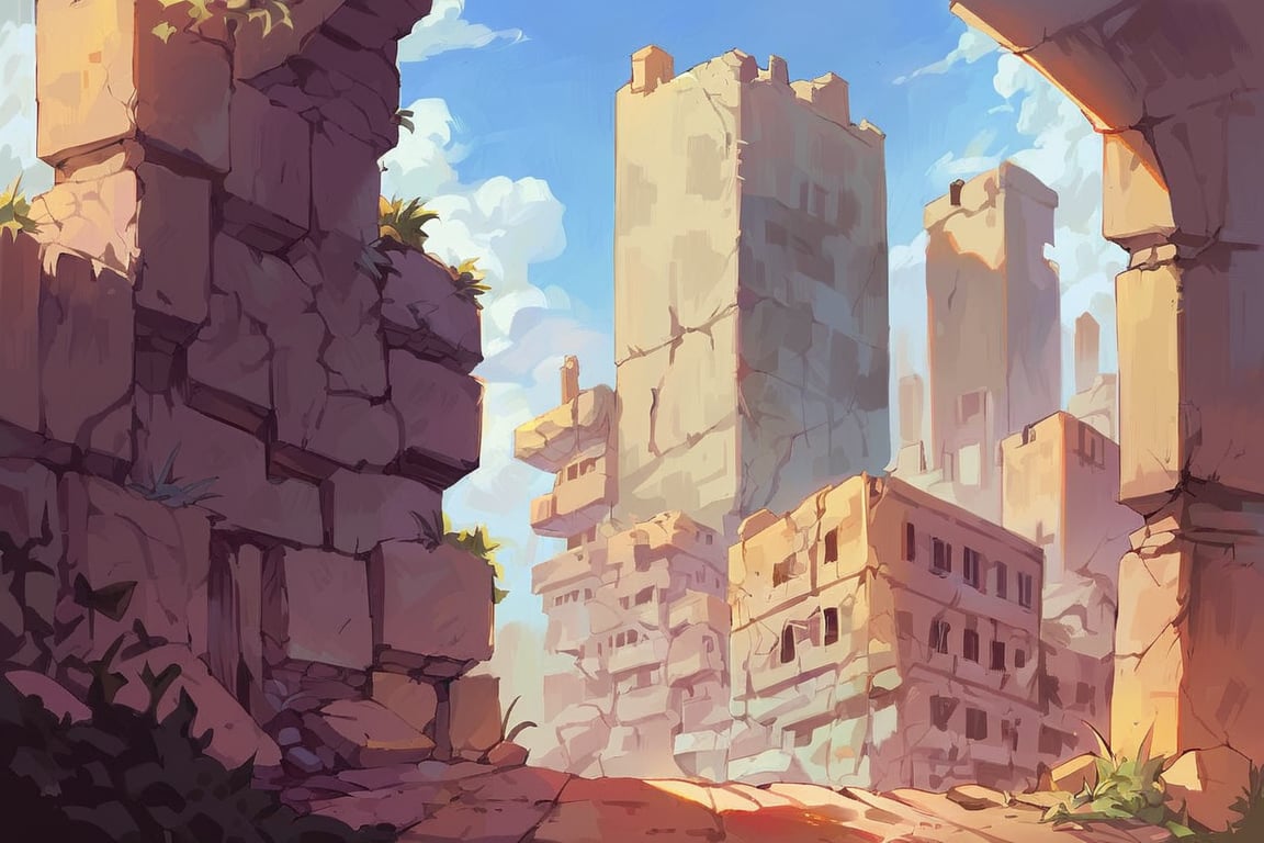 score_9, score_8_up, score_7_up, score_6_up, source_anime, BREAK masterpiece, KaineRep,  ruins, city, overgrown vegetation, parted lips, , viewed from side