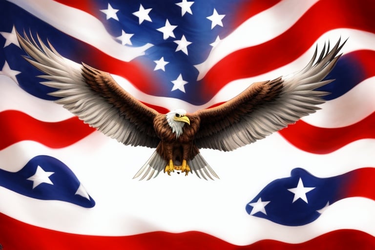 
draw an American flag shaped as an American eagle!