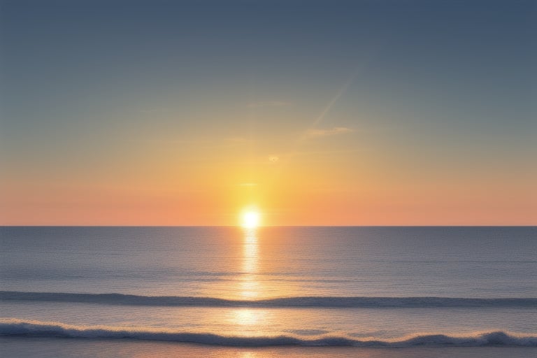 create a realistic sun rising over the ocean