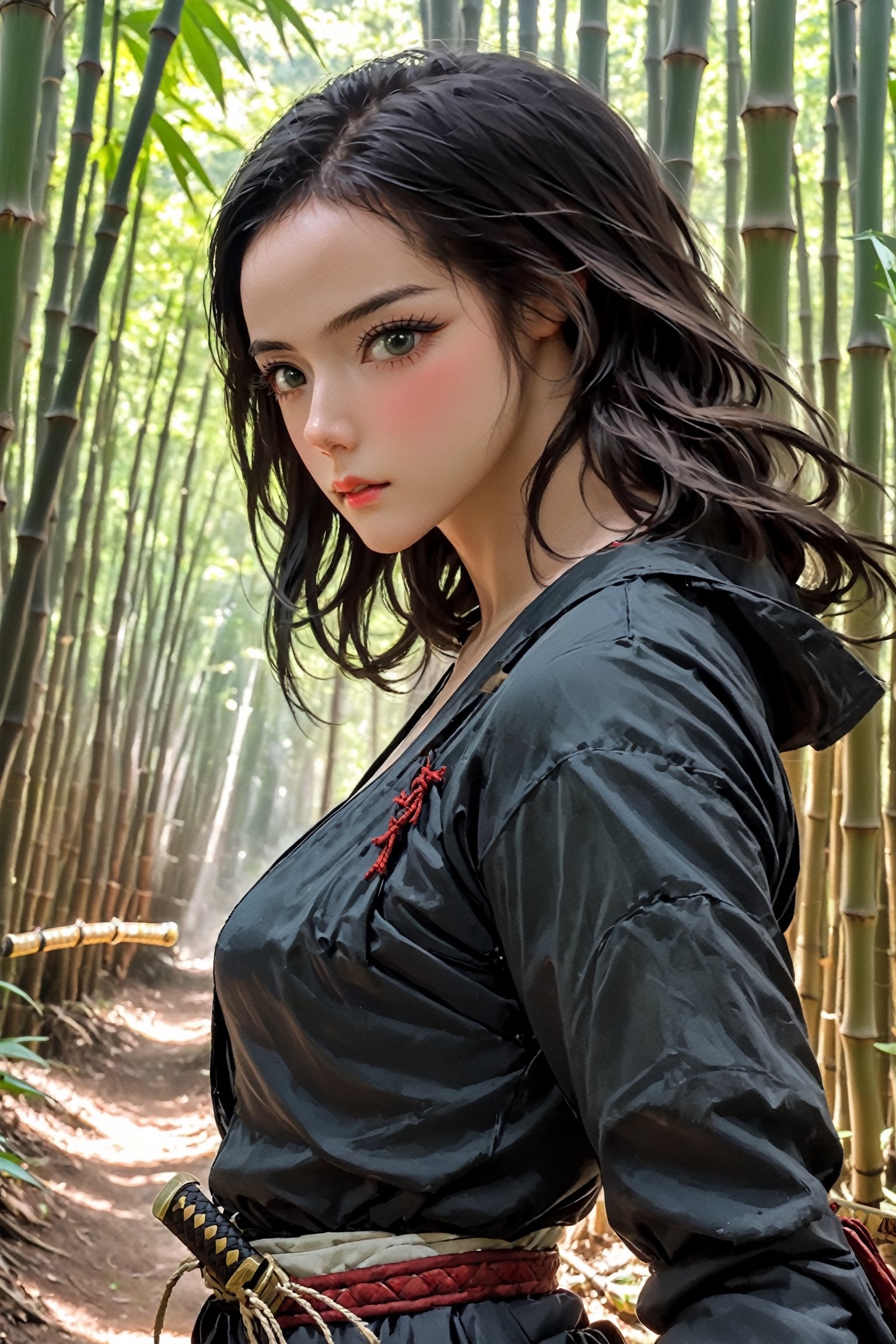  sexy woman   [ medieval samurai]  in a  [bambu forest],   , katana, , designed by mike mingola,aw0k nsfwfactory,aw0k magnstyle,danknis,sooyaaa,Anime ,dlwlrma,,beyond_the_black_rainbow,roborobocap,anime