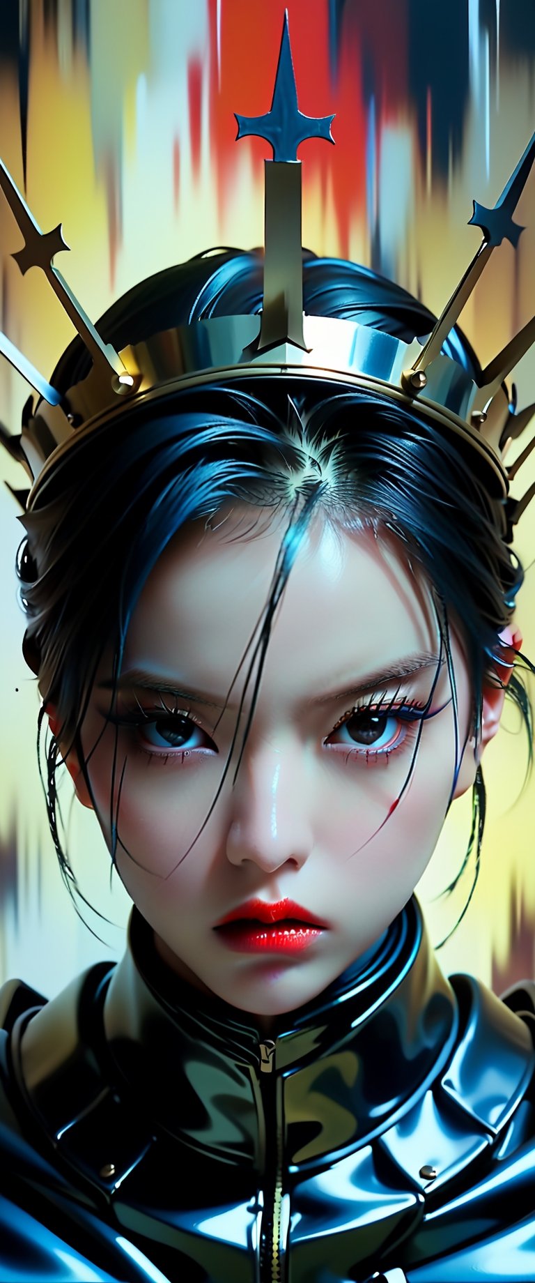 breathtaking ethereal RAW photo of female ((poster of a sexy [princess, suffering, burdened by the weight of a crown, ] in a [ ], pissed_off,angry, latex uniform, eye angle view, ,dark anim,minsi,goeun, , , )), dark and moody style, perfect face, outstretched perfect hands . masterpiece, professional, award-winning, intricate details, ultra high detailed, 64k, dramatic light, volumetric light, dynamic lighting, Epic, splash art .. ), by james jean $, roby dwi antono $, ross tran $. francis bacon $, michal mraz $, adrian ghenie $, petra cortright $, gerhard richter $, takato yamamoto $, ashley wood, tense atmospheric, , , , sooyaaa,IMGFIX,Comic Book-Style,Movie Aesthetic,action shot,photo r3al,bad quality image,oil painting, cinematic moviemaker style,Japan Vibes,H effect,koh_yunjung ,koh_yunjung,kwon-nara,sooyaaa,colorful,roses_are_rosie,armor,han-hyoju-xl
,Enhanced All