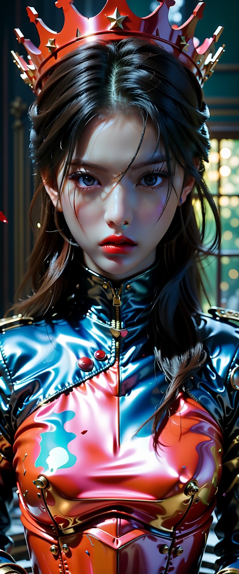 breathtaking ethereal RAW photo of female ((poster of a sexy [princess, suffering, burdened by the weight of a crown, ] in a [ ], pissed_off,angry, latex uniform, eye angle view, ,dark anim,minsi,goeun, , , )), dark and moody style, perfect face, outstretched perfect hands . masterpiece, professional, award-winning, intricate details, ultra high detailed, 64k, dramatic light, volumetric light, dynamic lighting, Epic, splash art .. ), by james jean $, roby dwi antono $, ross tran $. francis bacon $, michal mraz $, adrian ghenie $, petra cortright $, gerhard richter $, takato yamamoto $, ashley wood, tense atmospheric, , , , sooyaaa,IMGFIX,Comic Book-Style,Movie Aesthetic,action shot,photo r3al,bad quality image,oil painting, cinematic moviemaker style,Japan Vibes,H effect,koh_yunjung ,koh_yunjung,kwon-nara,sooyaaa,colorful,roses_are_rosie,armor,han-hyoju-xl
,Enhanced All,color art,ct-niji3