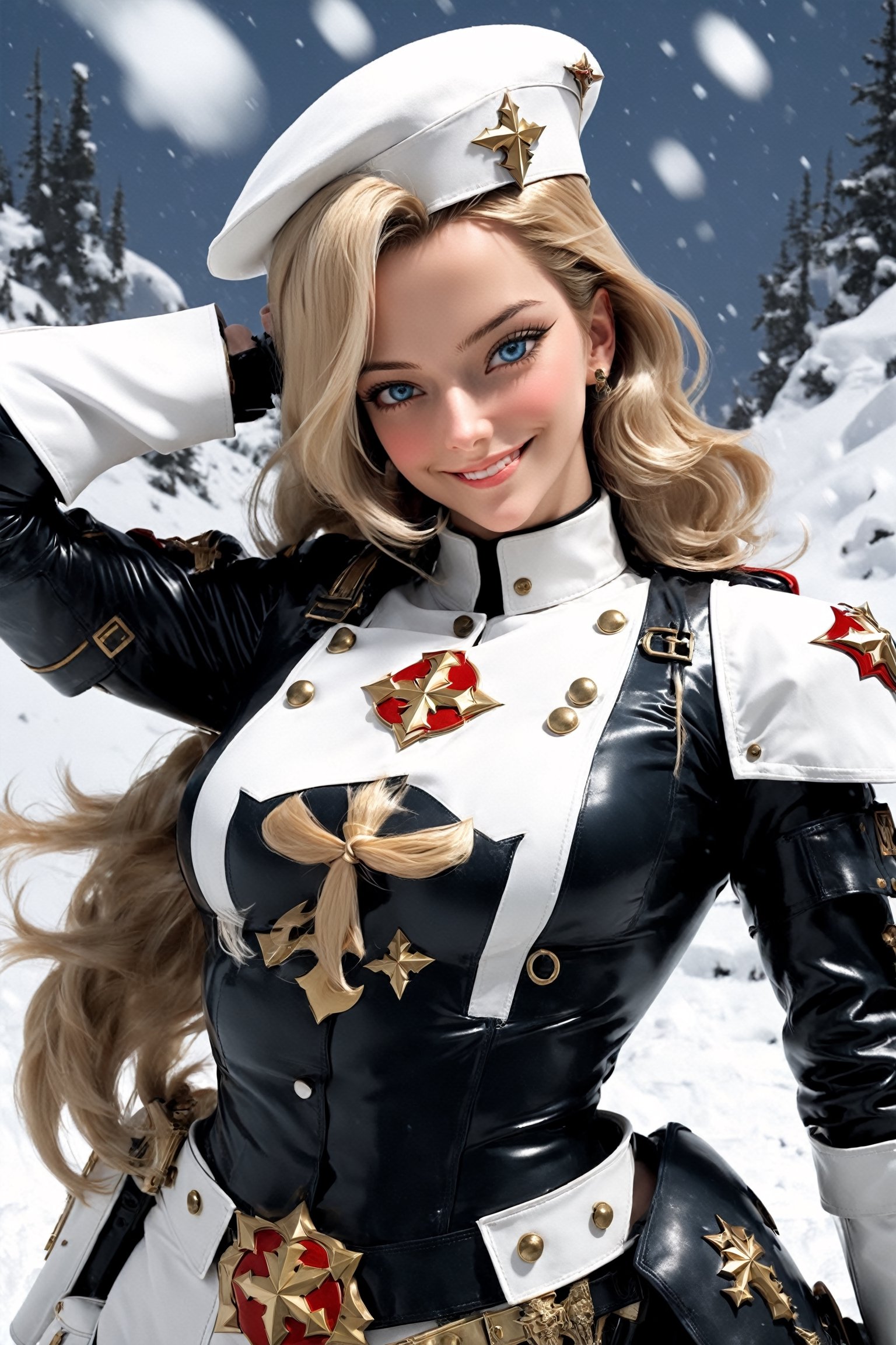 poster of a sexy   [ warhammer_40k_commissar, sh, blue eyes, huge breasts, motherly face and smile, white uniform, snow background, propaganda poster, salute, text underneath  ], ,  very_high_resolution, latex clothing uniform, eye angle view,  , designed by  Dave Mckean,aw0k nsfwfactory,aw0k magnstyle,danknis,sooyaaa,Anime ,IMGFIX

