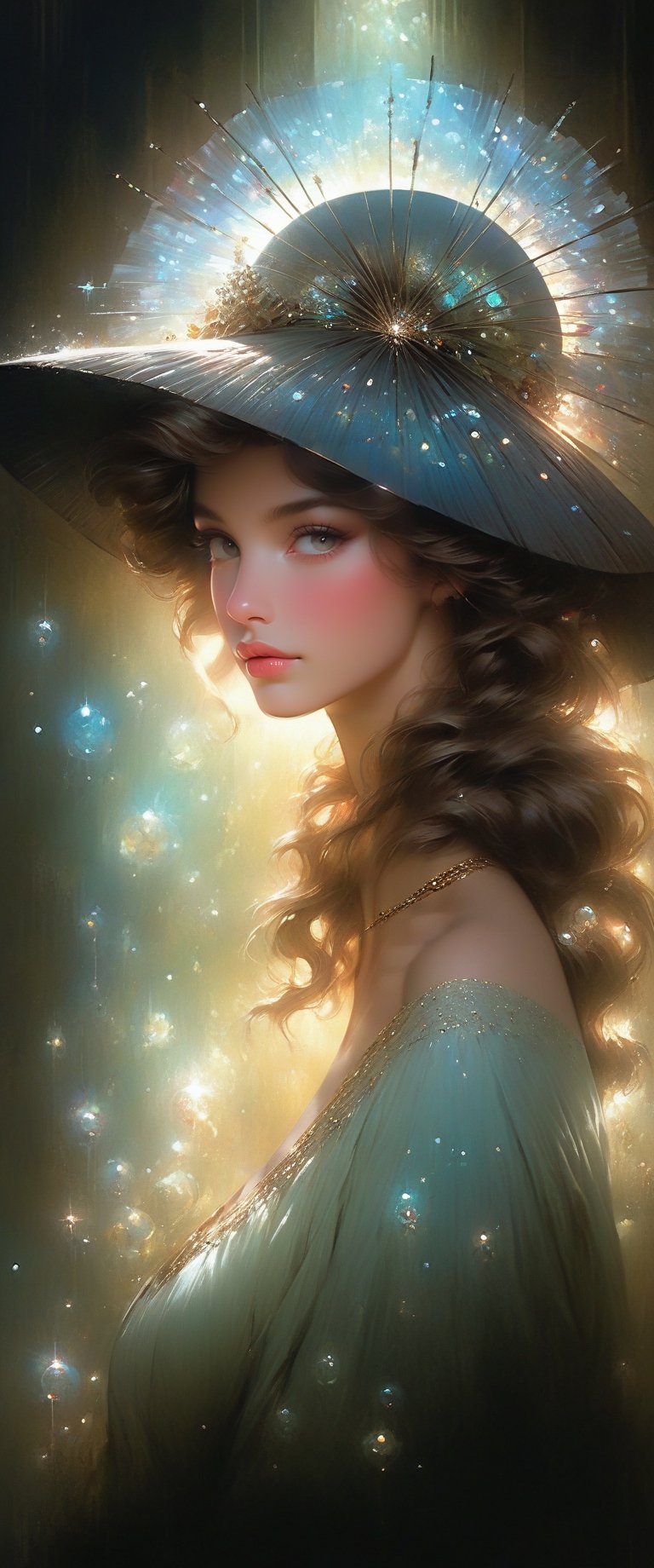 art by  Cheryl Griesbach and jasmine becket griffith,luis royo 

woman in hat

an ultra hd detailed painting,
digital art,

, Jean-Baptiste Monge style, bright, beautiful  , splash,  

, Glittering , cute and adorable,  filigree,  , rim lighting, lights, extremely ,  magic, surreal, fantasy, digital art, , wlop, artgerm and james jean, , Broken Glass effect, no background, stunning, something that even doesn't exist, mythical being, energy, molecular, textures, iridescent and luminescent scales, breathtaking beauty, pure perfection, divine presence, unforgettable, impressive, breathtaking beauty, Volumetric light, auras, rays, vivid colors reflects