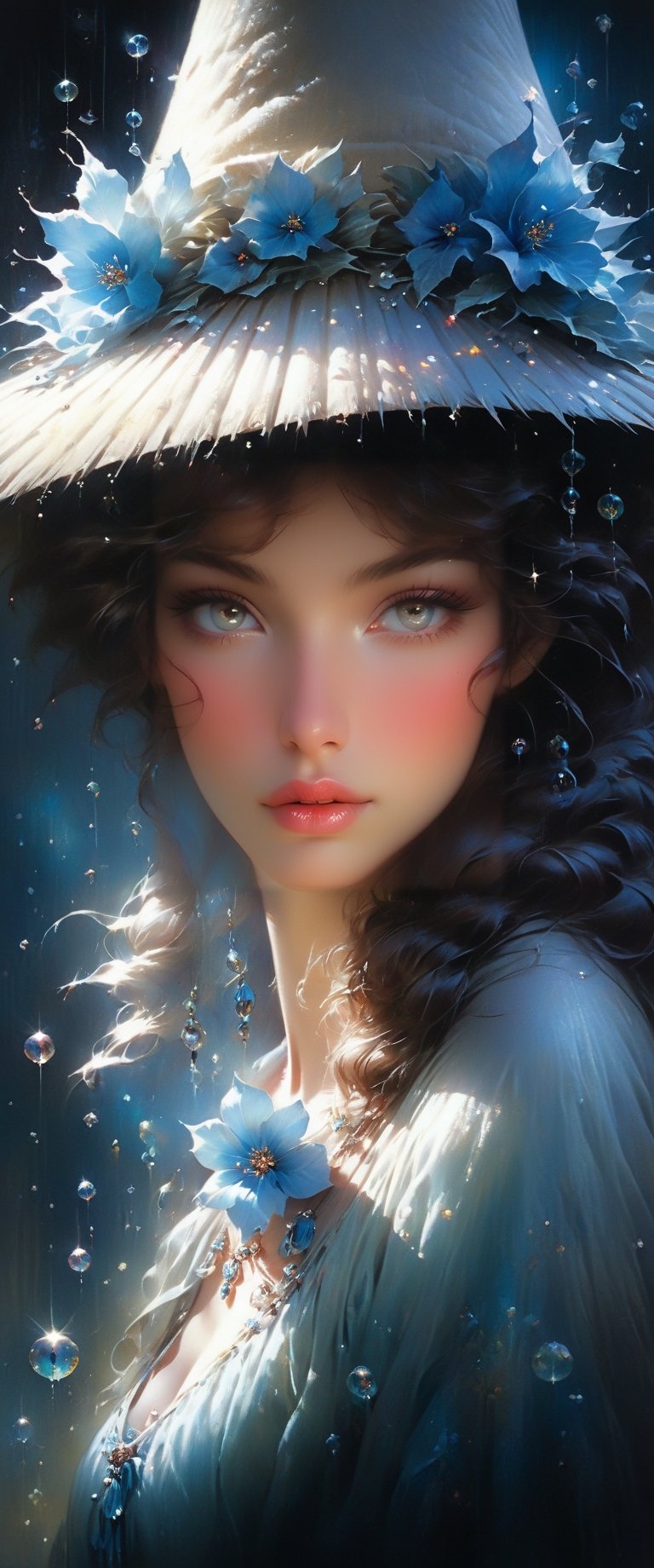 art by  Cheryl Griesbach and jasmine becket griffith,luis royo 

woman in hat

an ultra hd detailed painting,
digital art,

, Jean-Baptiste Monge style, bright, beautiful  , splash,  

, Glittering , cute and adorable,  filigree,  , rim lighting, lights, extremely ,  magic, surreal, fantasy, digital art, , wlop, artgerm and james jean, , Broken Glass effect, no background, stunning, something that even doesn't exist, mythical being, energy, molecular, textures, iridescent and luminescent scales, breathtaking beauty, pure perfection, divine presence, unforgettable, impressive, breathtaking beauty, Volumetric light, auras, rays, vivid colors reflects