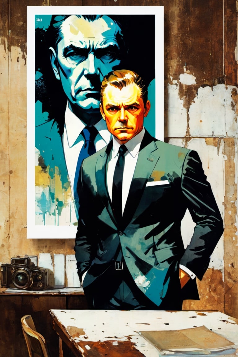 There is a poster of a man in a suit and tie, Corey Loftis (Cory Loftis) style of, Inspired by Vincent Lefevre, Style of Kyrill Kotashev, Pulp Style Poster, Yoji Shinkawa : : portrait of a, Works inspired by Lev Lvovich Kamenev, Poster Illustration, OFFICIAL PRINTING, Karl Kopinski(Karl Kopinski)Inspired by,(Magazines:1.3), (cover-style:1.3)