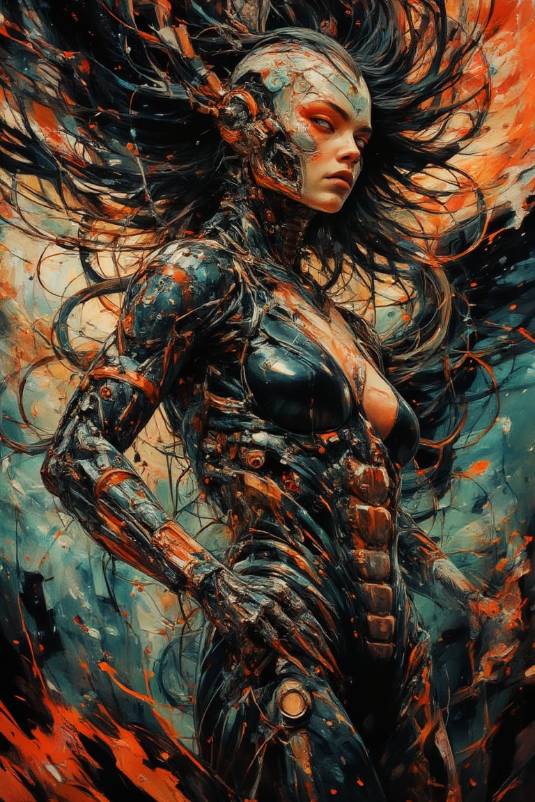 Masterpiece, professional, award-winning, intricate details, ultra high detailed, 64k, dramatic light, volumetric light, splash page decompressed comic cover art, joelle jones style expressive ink comic, rich color grading, rotoscope hyperrealism, frederic delavier musculature anatomy detailed accurate precise illustration, internal mechanics of robotic Medusa, cinematic, chiaroscuro lighting, surreal, slender medusa filled with steampunk gears and machinery, vertigo, overwhelming, intense, depth, Medusa, splash page decompressed comic cover art, ink style figure, candid, snake skin dress, ((art style expressive Joelle Jones and "Sean Gordon Murphy" comic drawing)), wordless, cinematic poster double exposure, optical illusion, image within image, abyss void black no visibility darkness, full body portrait, (background, pine barrens, entropy, rewilding, magic hour sunset, galaxy stars, cosmos), (horror, abstract, surreal, body, cosmic), body anatomy drawn in Frederic Delavier musculature anatomical illustration art style, (face, ornate black metal  paint, resembles Grace Jones), (body, Naga, snakefolk, lower body snake tail, snake woman hybrid, bald, hairless, skeleton, snake skin tattoos, piercing eyes, snake pupils, over the shoulder), (colors, merge bleak muted deep fiery radiant glowing ROYGBIV, forest green to earth brown), craftsmanship nuance, (art style Gerardo Zaffino charcoal), subliminal orchids, nyctophobia, (wordless, single image), silhouette
,ek_art_b00ster,anime,cyberpunk,ohwx style