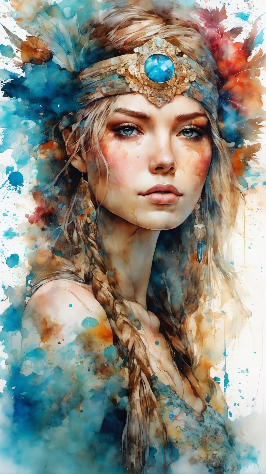 strong warrior princess, centered, key visual, intricate, highly detailed, breathtaking beauty, precise lineart, vibrant, comprehensive cinematic, Carne Griffiths, Conrad Roset, (the most beautiful portrait in the world:1.5)