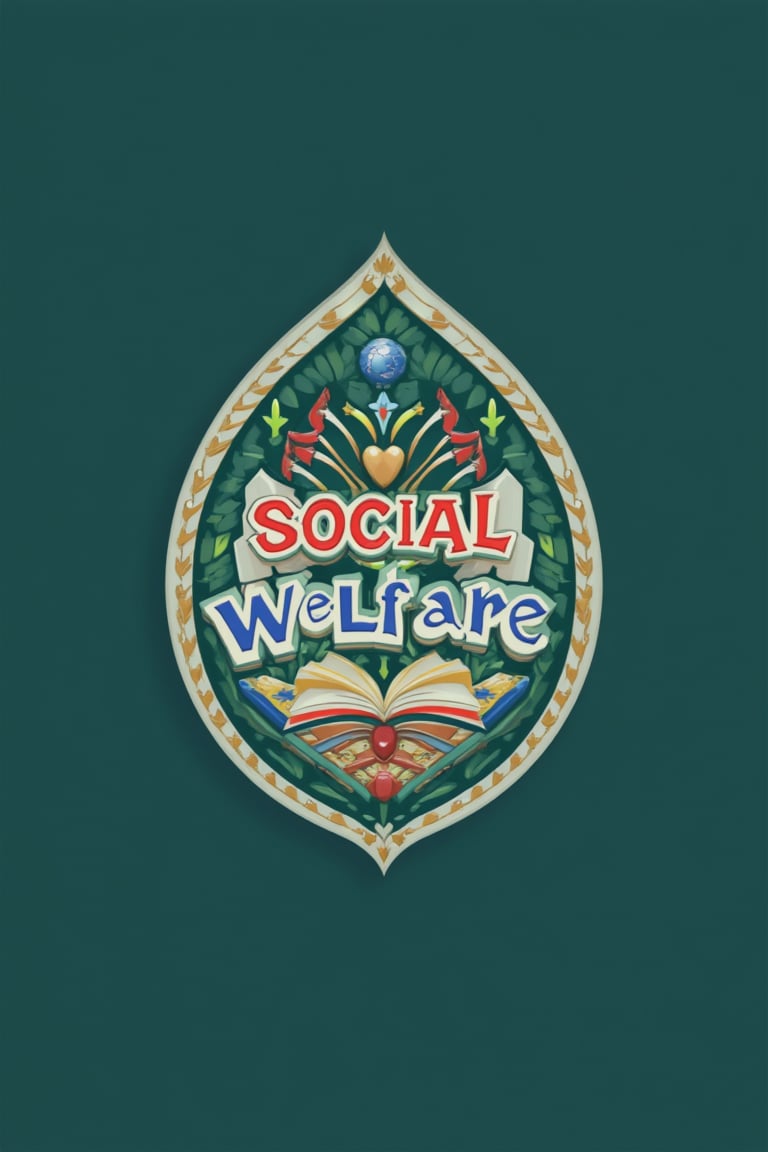 Creating a motivating Korea University Social welfare department logo  that is both catchy and appealing to a freshmen or those who don't know the department. the logo has a name "Social Welfare" , associate with hearts and books, 4k , high details,Made of adrr-zllj