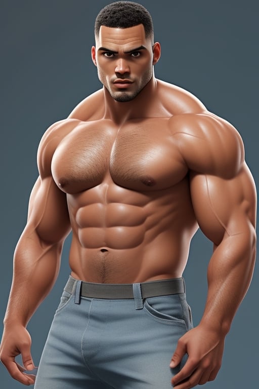 black 
bald head man mix of the rock and boris khojoe, muscular build, perfectly detailed,