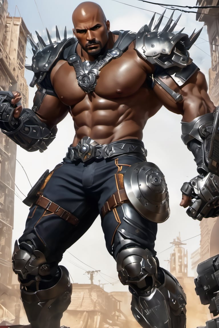 X-men cable,  (Black male),(African), very dark skin), ((( best mixture of the rock and boris kodjoe))) bald headed, silver mustache and goatee,UHD,  super detailed, very muscular physique, (((hands waist high glowing with electric bolts))), perfect muscular body,  full_body,  battle_stance,((wearing black steel body armor))  
cyberpunk,SteelHeartQuiron character,elina,lun4,photo r3al