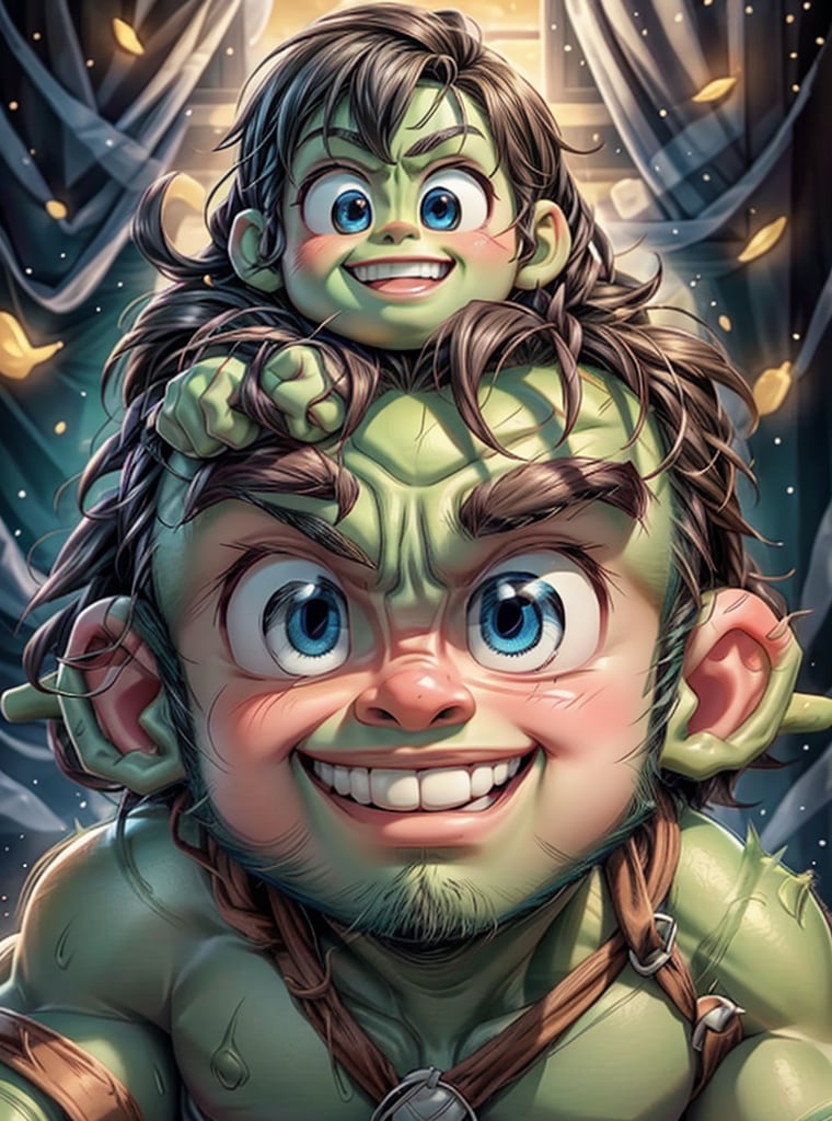 Marvel character, hulk reimagined as kid, smiling face, cute eyes, ultra realistic, 4k, ,baby face