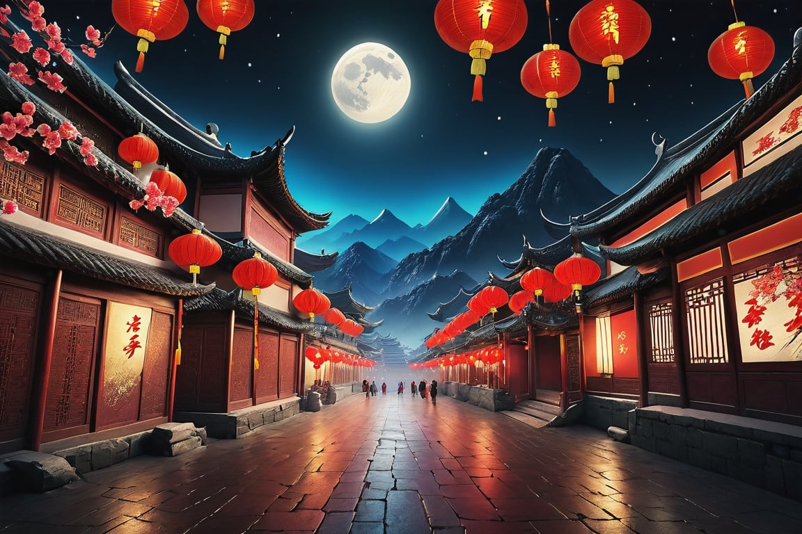 Beautiful, amazing, unique scenery of the Lunar New Year, stunning scene of Chinese New Year