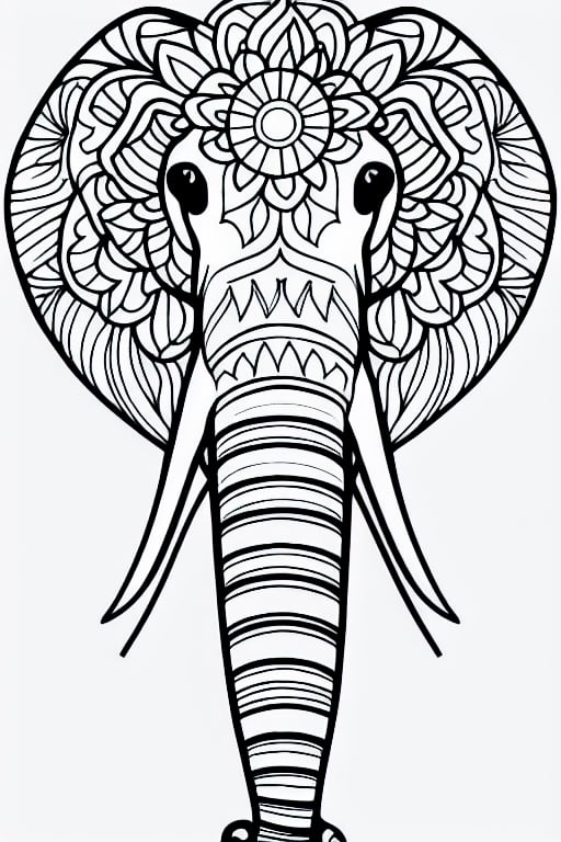 coloring page of a elephant,Coloring Book,Defaults17Style