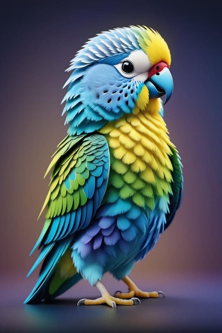 (full body) intricate coloring, vector graphic logo design of a Budgerigar, 3-6-9 pattern, art and mathematics fusion, high resolution, kawaii, cute, Elegant, subtle gradient, sophisticated, muted color scheme, hyper detailed, trending at artstation, sharp focus, studio photography, highly detailed, centered, bright color, solid dark background, made with adobe illustrator, movie still, Leonardo Style, 3d style ,3d style,photo r3al