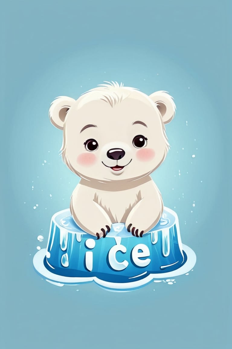 a very cute little polar bear ((( with the text: "Ice is Melting! "))),cartoon logo