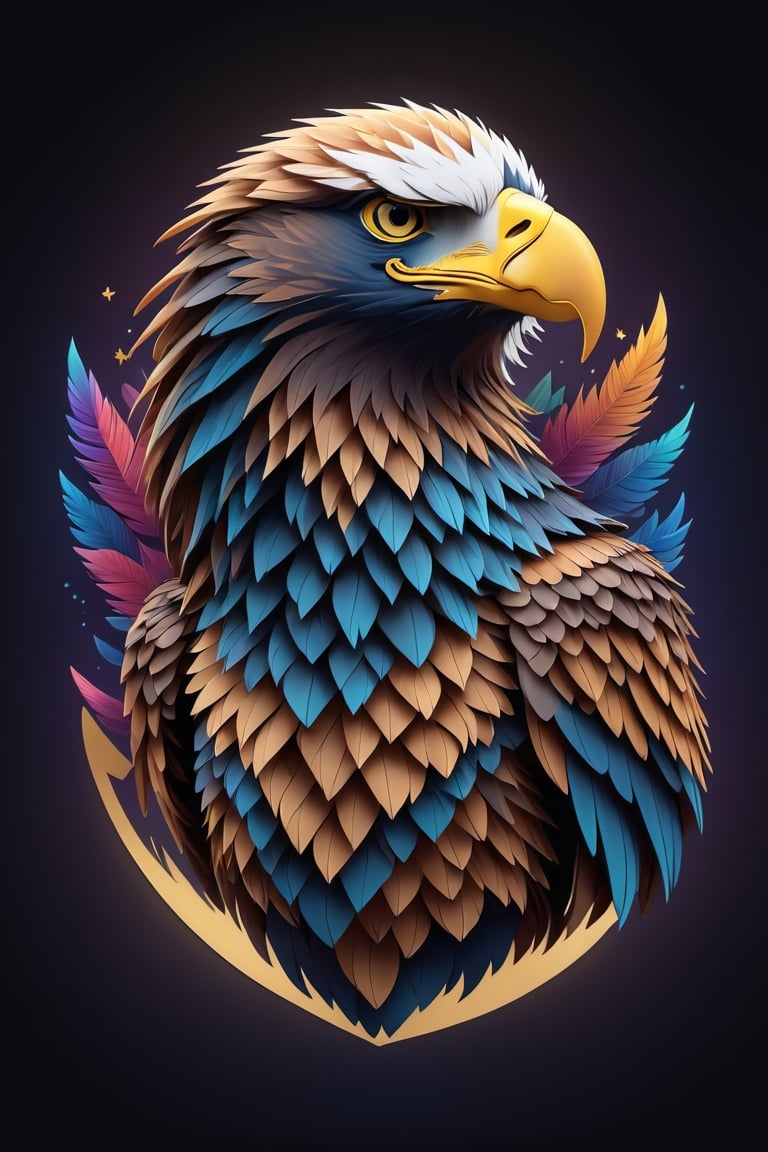 (full body) intricate coloring, vector graphic logo design of a eagle, 3-6-9 pattern, art and mathematics fusion, high resolution, kawaii, cute, Elegant, subtle gradient, sophisticated, muted color scheme, hyper detailed, trending at artstation, sharp focus, studio photography, highly detailed, centered, bright color, solid dark background, made with adobe illustrator, movie still, Leonardo Style, 3d style ,3d style,photo r3al