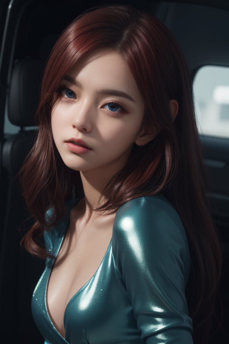 master piece, best quality, 1 girl, (colorful), (finely detailed beautiful eyes hyper and detailed face), cinematic, cinematic lighting, bust shot, extremely detailed CG unity 8K wallpaper, realistic cute anime girl in sexy blue dress full body, latex, shiny, red hair, long hair, detailed face, made up face, pretty, petite, shy, proportioned face, large eyes, hires, octane render, highly detailed, unreal engine, dynamic, 