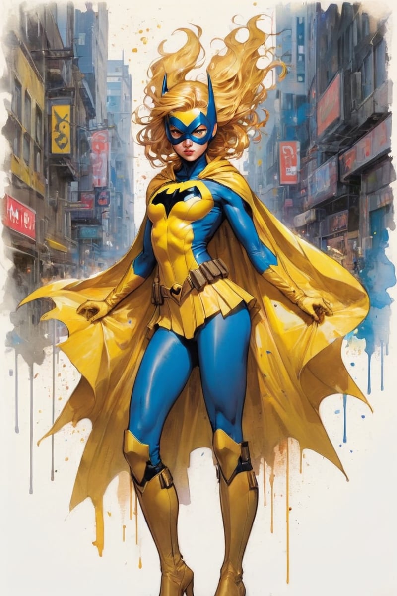 a masterpiece, sticker of a batgirl/supergirl from dc comic wearing alternate yellow costume, coy and alluring, full body, Kim Jung gi, freedom, soul, digital illustration, comic style, cyberpunk, perfect anatomy, centered, approaching perfection, dynamic, highly detailed, watercolor painting, artstation, concept art, smooth, sharp focus, illustration, art by Carne Griffiths and Wadim Kashin, unique, award winning, masterpiece
