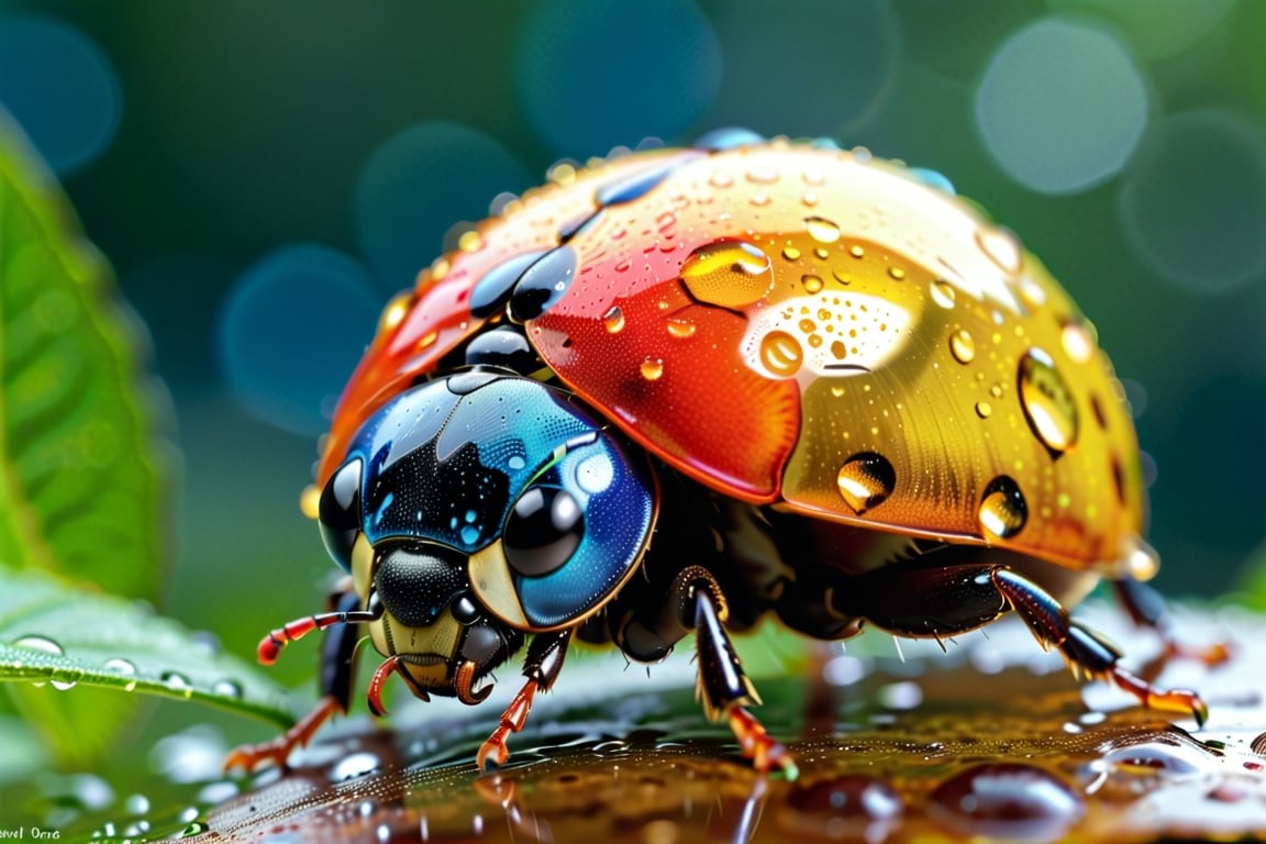 (((masterpiece))), (((Raindrops still photography))), (((raindrops still action photography))), ((capture the intricate raindrop falling from the sky with the reflection of the forest inside the raindrops)), background:beautiful bright green forest, ((BLUE ladybug)), (Yellow Ladybug), (close up shot), Miki Asai Macro photography, trending on artstation, sharp focus, studio photo, intricate details, highly detailed,))), complex 3d render, intricate reflections, ultra-detailed, HDR, Hyperrealism, Panasonic Lumix s pro 50mm, 8K, octane rendering, raytracing, (((professional photography))), high definition, photorealism, hyper-realistic, bokeh, depth of field, dynamically backlit, studio, vibrant details, ((professional Color grading)), photorealistic ,aw0k euphoric style,more detail XL