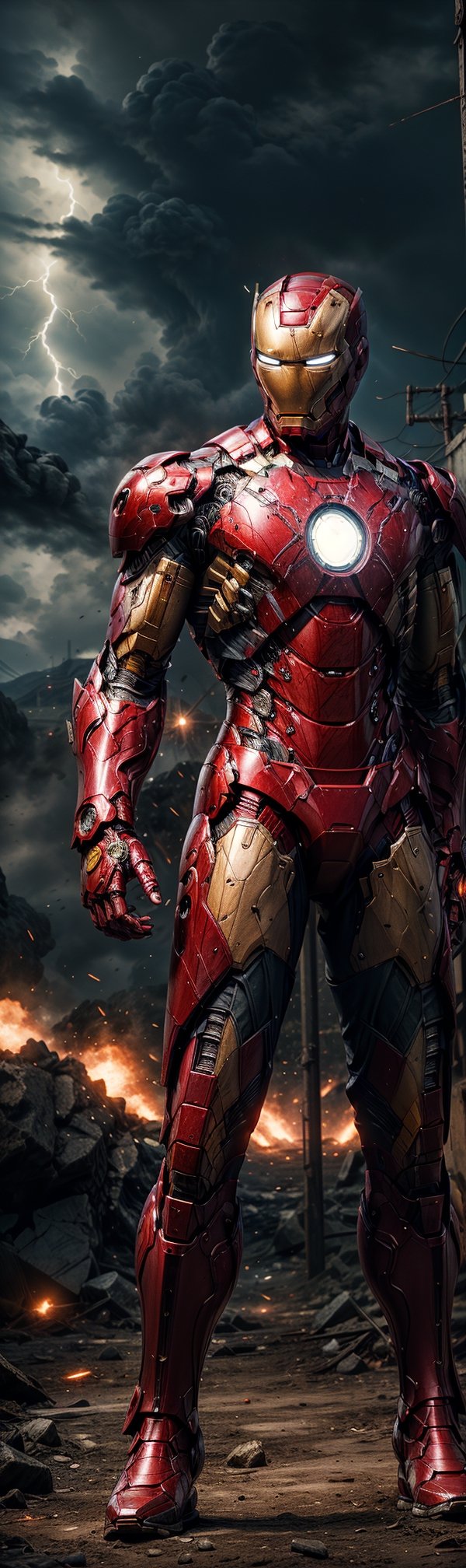  a super high-detailed and realistic image of a cyberpunk-style knight in a iron-man-inspired body armor with a glowing lightning charge:

"Generate an extraordinary and highly detailed image of a cyberpunk-style knight donning a state-of-the-art silver-blue body armor that draws inspiration from Iron-Man, yet takes it to a new level of high-tech brilliance. This knightly body armor emits a mesmerizing glow, with lightning charges coursing through its surface, showcasing its incredible technological sophistication.

The knight's powerful physique is accentuated by the hi-tech armor, and his body suit incorporates an array of advanced tools and gadgets, all seamlessly integrated. He wears a Hi-Tech helmet, both concealing his identity and offering crucial data through its heads-up display.

In this stunning image, the knight is adorned in the full glory of his Hi-Tech lightning charge magical armor, a perfect blend of technology and mystic power. The background should portray a knightly setting, heightening the sense of grandeur and heroism.

With a heroic and dynamic pose, this image should encapsulate the knight's unwavering courage and determination. Every detail, from the intricate spider-like designs on the armor to the crackling energy of the lightning charge, should be meticulously rendered, creating a 4K HDR super high-quality masterpiece that immerses viewers in the thrilling world of this cyberpunk knight." ((Photographic cinematic super high detailed super realistic warrior Iron man knight image)), ((4k HDR super high quality image)), ((masterpiece)), (((full body))),EpicSky