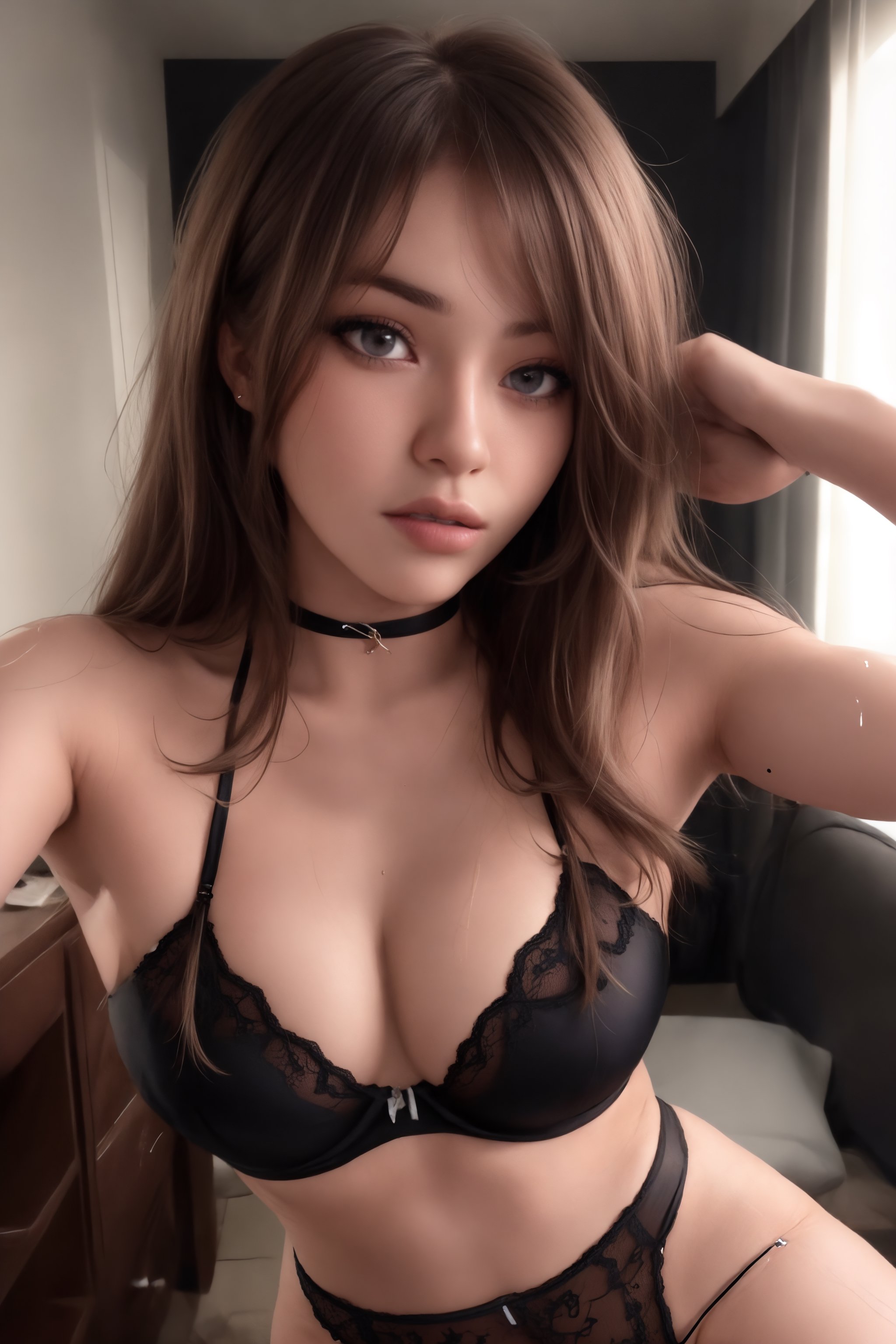  20 year old russian girl, beautiful, model, sexy, horny, seductress, seducing, sensual, long layered blonde hair, long layered hair over breasts and down to waist, long layered bangs that cover partial face,wet clothes, oily skin, realistic skin, realistic, 8k, best quality, horny, orgasm, enhancing breasts and panties. dark background, blue eyes, pink lips, thick lips, sexy lips, glossy lips,  detailed lips, wet lips, detailed eyes, blush, black eye liner, long eye lashes, light tan,sexy lingerie, tiny pink panties, ,pov hands,HeadpatPOV,leashed_pov, sexy lingerie,taaarannn,chakumomi,lora:hyoon_v1:0.8,POV