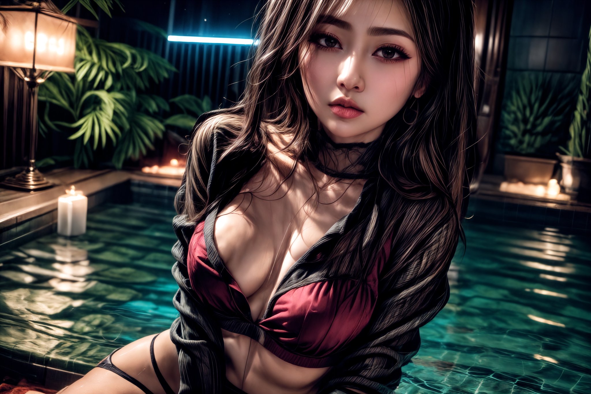 1 girl, night, night time, dark outside, moonlight, close up, bust shot, full frame, upper body, toned body, small waists, wearing sexy skimpy white tight shirt and tiny light blue shorts, wet clothes, see through clothes, hot springs pool , water falling into hot spring, floating lotus flowers, Lotus flowers floating, lotus flower with small candles inside floating on water, playing in the water, flirting with viewer, water splashing all around girl, wet clothes, wet hair, wet body, water falling down body, water falling down breasts, playing with herself, full frame, close up, looking up at viewer, pulling on shirt,  [(1 Philippine 20 yo girl), beautiful, gorgeous, sexy, model, very long black hair, long layered hair down to butt, sensual, horny, flirty, bit on bottom lip, bitting on bottom lip, hand on breast, holding her breast, neon pink lingerie under clothes, silver jewelry, beautiful face, toned body, medium breasts, bust, hi-res blue eyes, long eye lashes, black eye liner, blush, dark pink lips, detailed face,] ,povbathinfront, perfect face, perfect makeup, ,HeadpatPOV, guided breast grab, breast grab, hands on own chest, no man,upshirt,crop shirt underboob, medium breasts, 8k, panties and hips at bottom center of photo,from below, close up, very close to girl, hugging girl, ,lora:imkiss-000015:1,  black eye liner, long eye lashes, blush, red lipstic, long layered hair down to waist, long layered bangs, light tan, close, pov, bust shot,ridingsexscene,guided breast grab