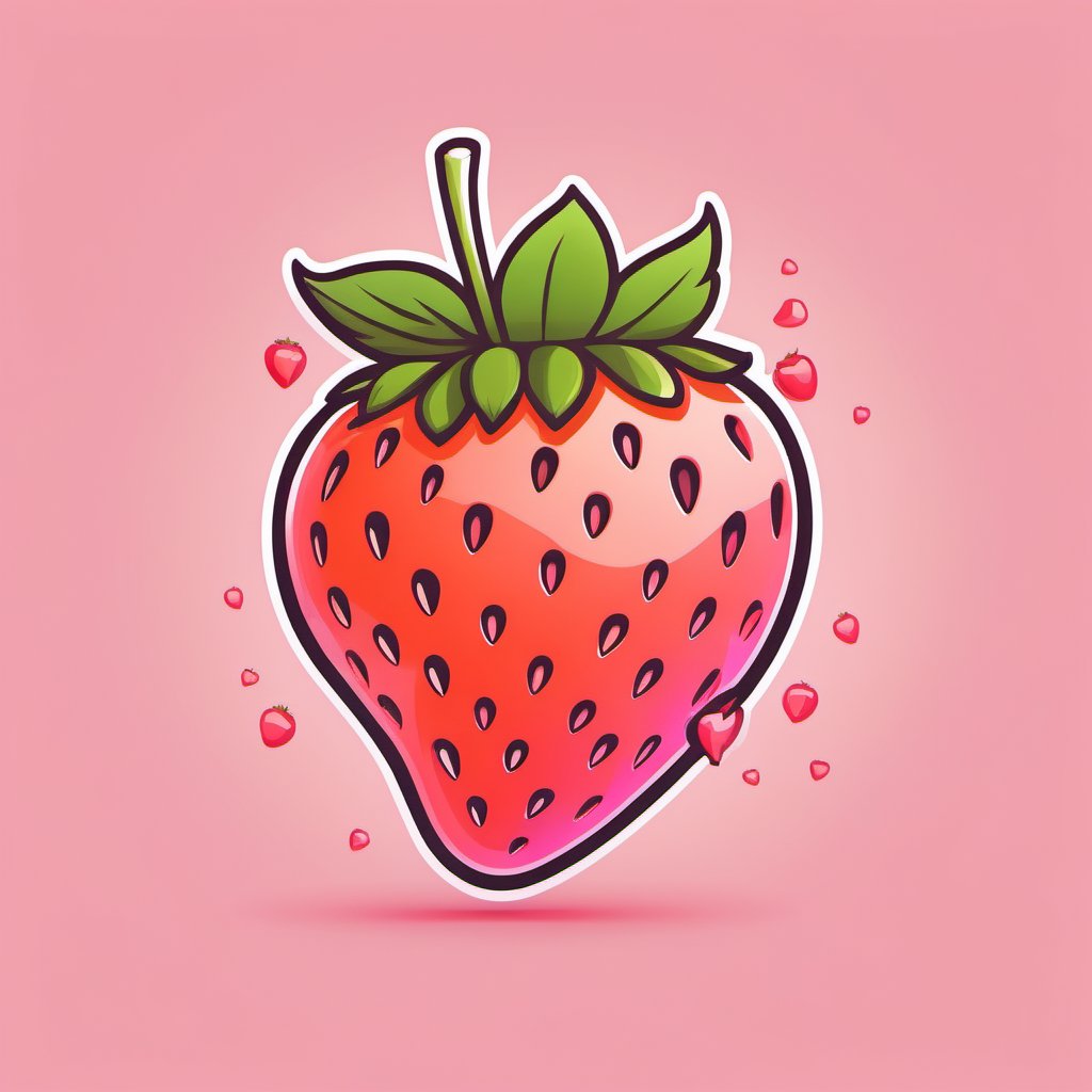 A logo for an adult video community, strawberry, bold, themed colors (white, peach, pink)., LogoRedAF,3d style,tshirt design,Leonardo Style